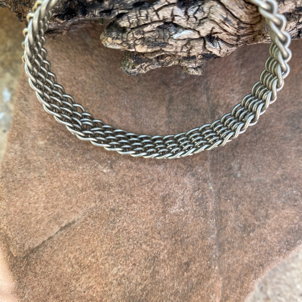 Sterling silver open “basket weave” cuff bracelet - Picture 4 of 9